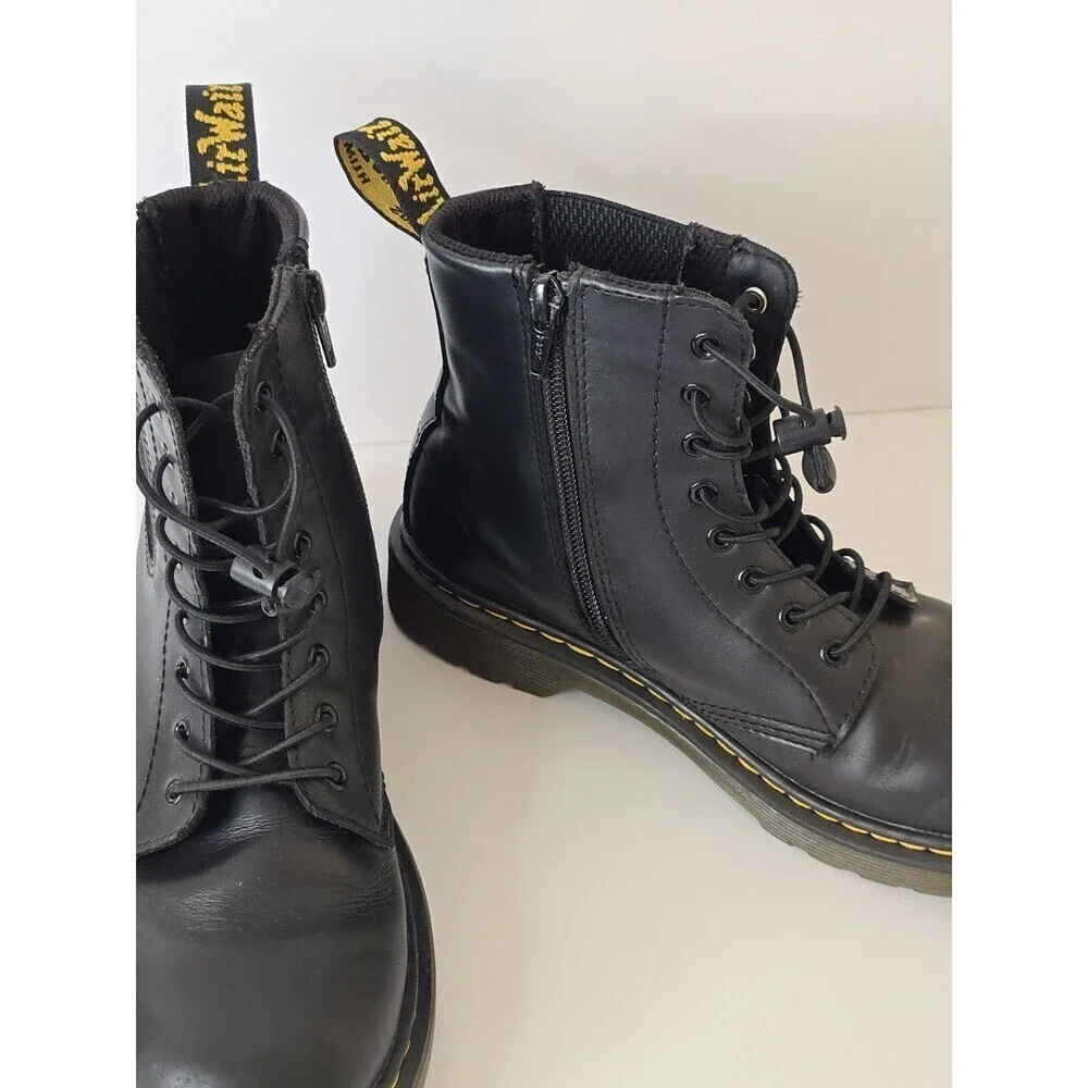 Dr Martens 1460 Harper J Boots Youth 4 Black Leather Combat Zip